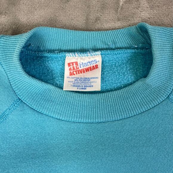 VTG Hanes activewear Barrick blue casual crewneck sweatshirt womens XL - Picture 5 of 8